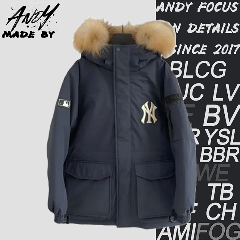 Goose Down Workwear Down Jacket With Fur Collar