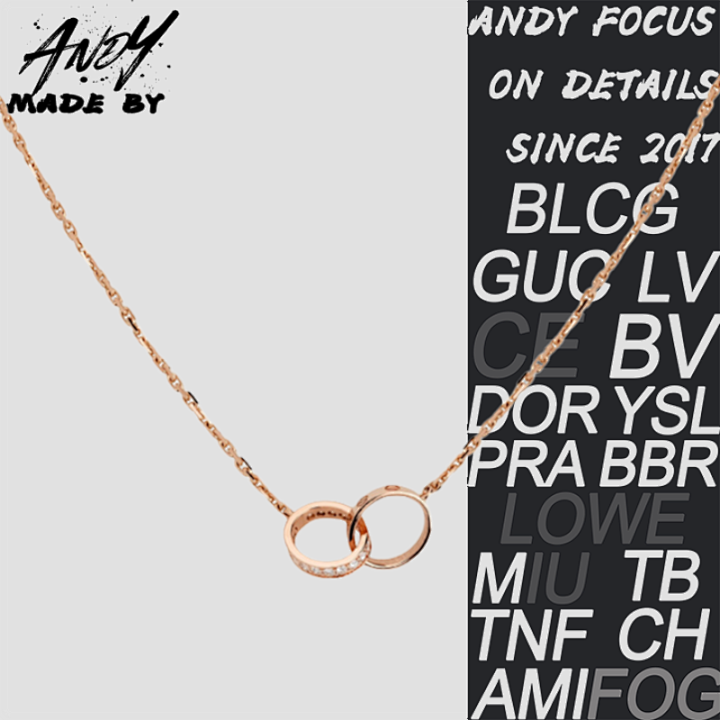 Ca Rtier Diamond Studded Double Ring Cake Necklace In Rose Gold