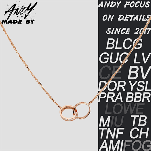 Ca Rtier Diamond Studded Double Ring Cake Necklace In Rose Gold