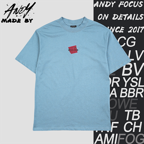 Paris Embroidery Laminating Short Sleeve Blue