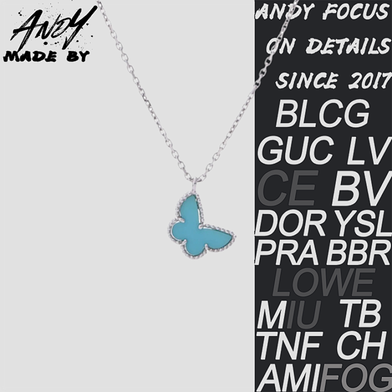 Van Cleef & Arpels Mini Turquoise Butterfly Necklace White Gold