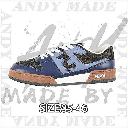 Fendi Fashion Sneakers Blue-brown Vintage Pattern