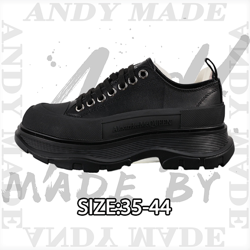 Alexander McQueen Lace-up Heightening Black Leath