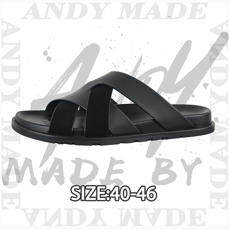 Calfskin Cross-Strap Slip-On Sandals Black