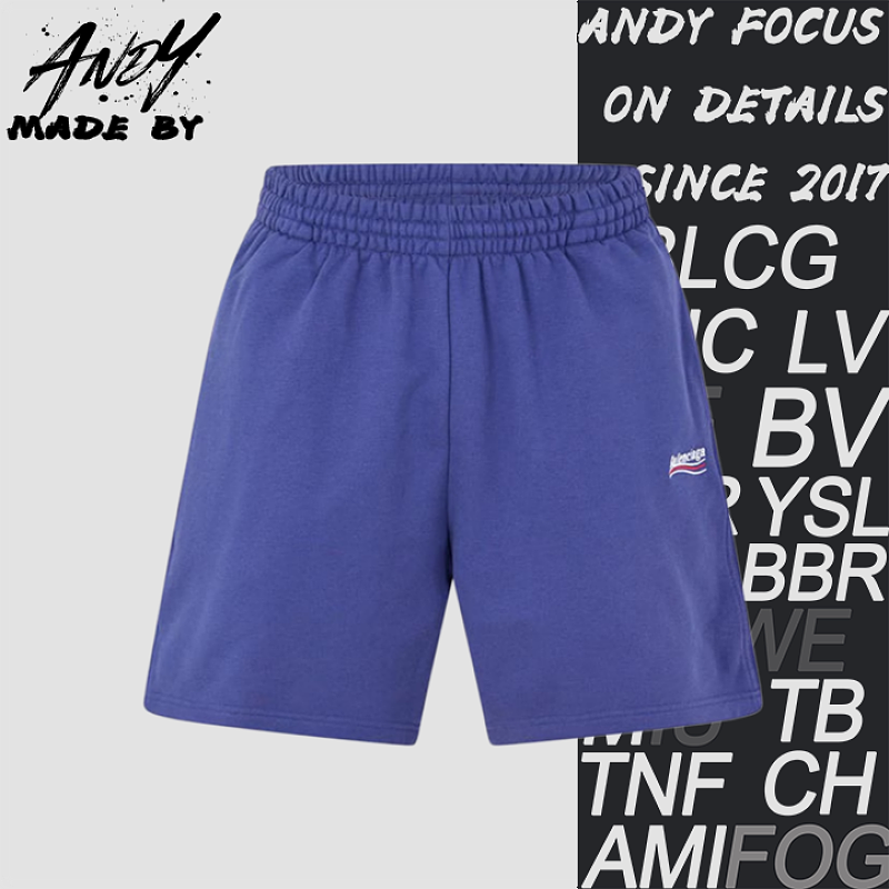 Cola Embroidered Shorts - Blue-Purple