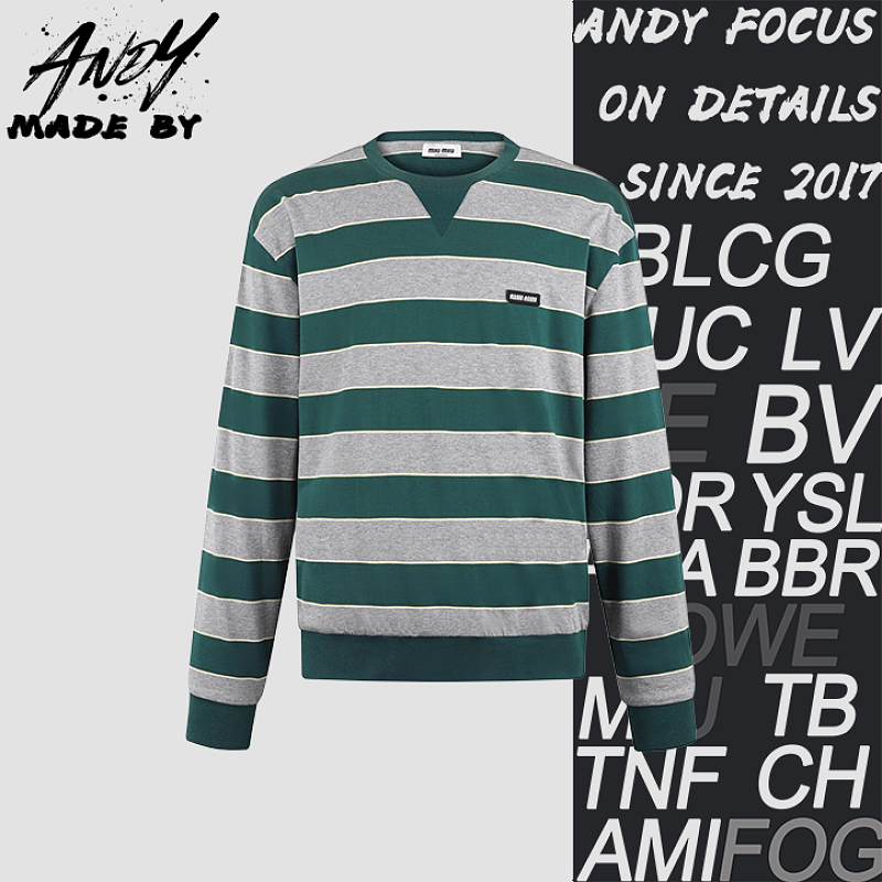 Color-block Striped Embroidered Logo Knit Sweatshirt
