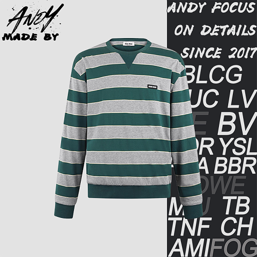Color-block Striped Embroidered Logo Knit Sweatshirt