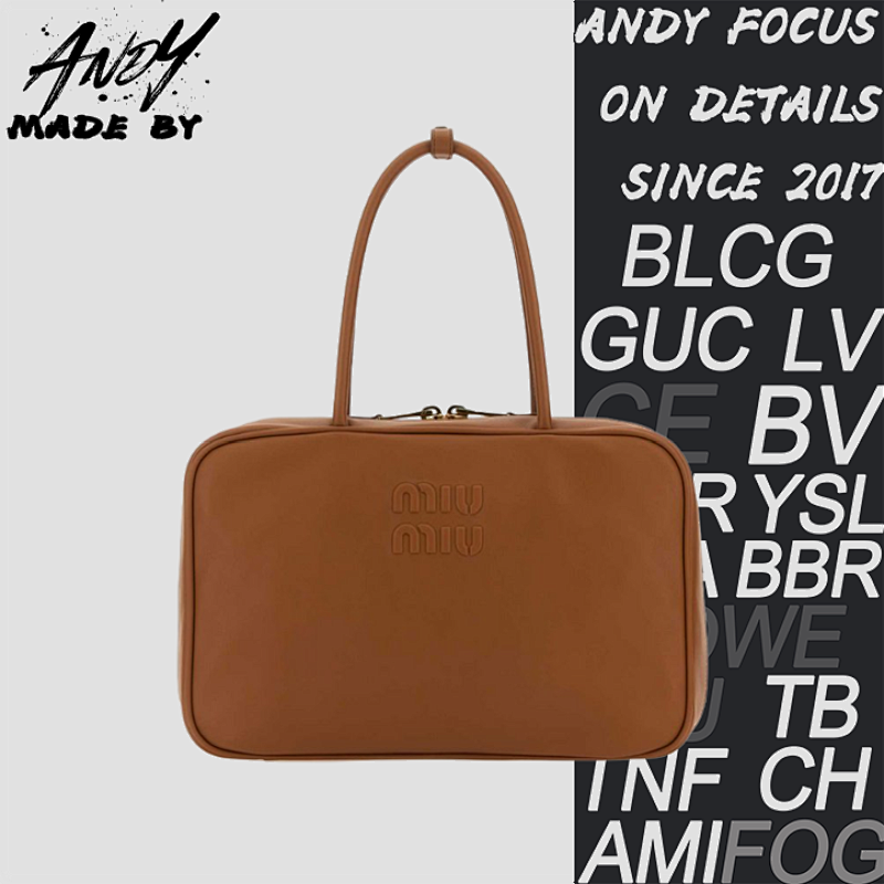 Miumiu Full Leather Zippered Handbag Brown