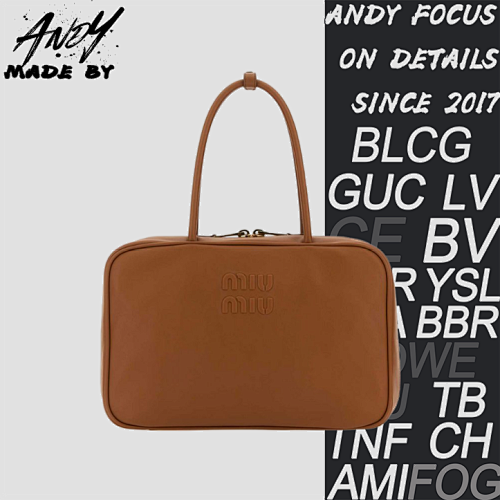 Miumiu Full Leather Zippered Handbag Brown