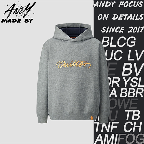 Louis Vuitton Leather Patch Embroidered Logo Knit Hoodie