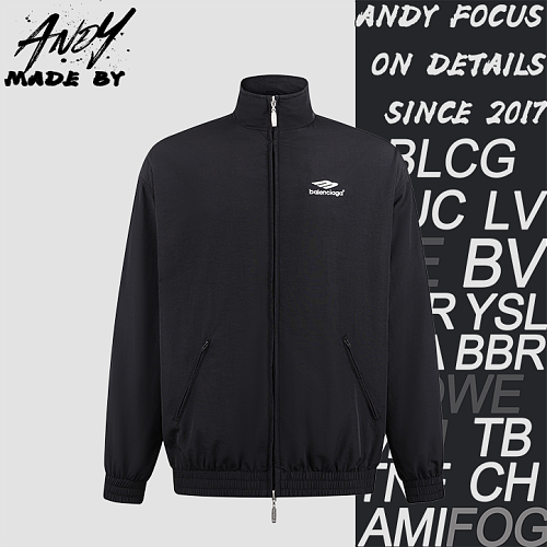 Balenciaga Stand Collar Embroidered Logo Long-Sleeve Jacket