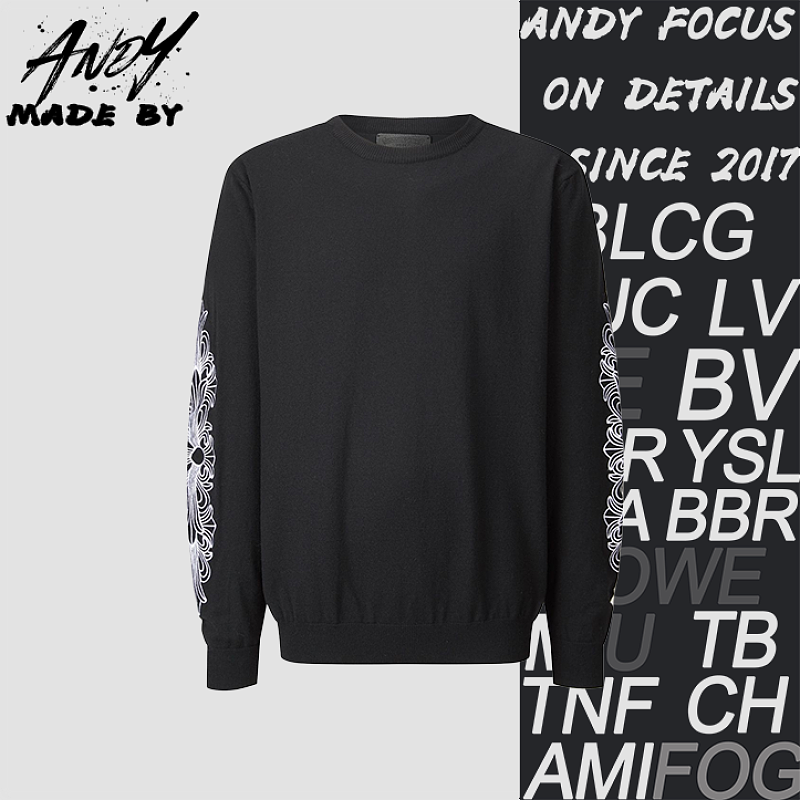 Chrome Hearts Knitted Sweater With Embroidered Logos On Both Sleeves