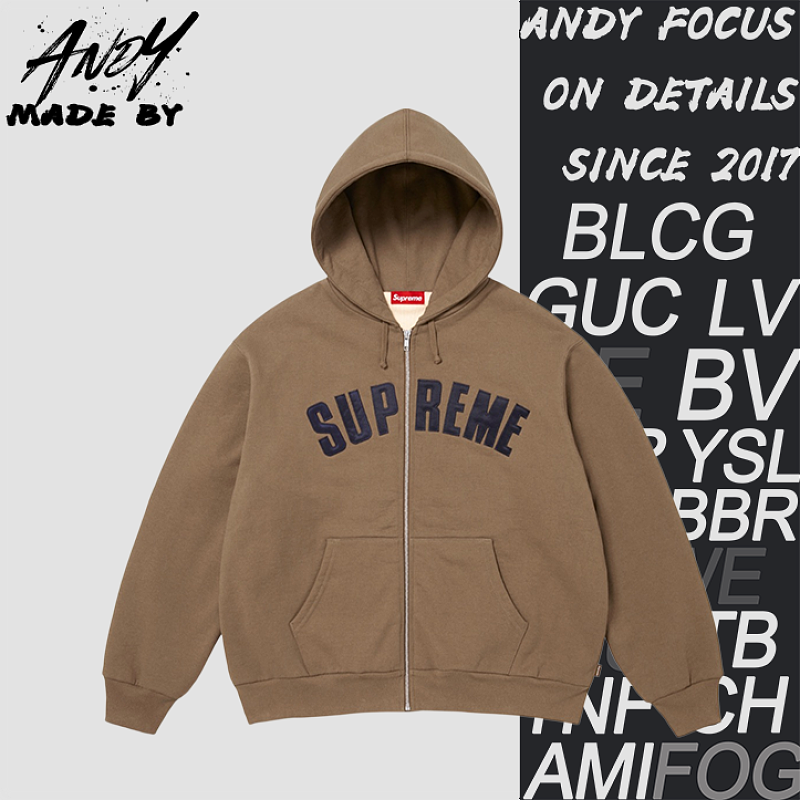 Supreme Applique Letter Embroidered Zipper Jacket