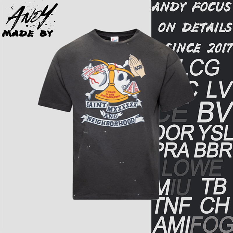 SM Neighborhood Collaboration T-shirt With Distressed Print On The Chest