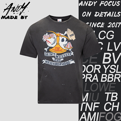 SM Neighborhood Collaboration T-shirt With Distressed Print On The Chest