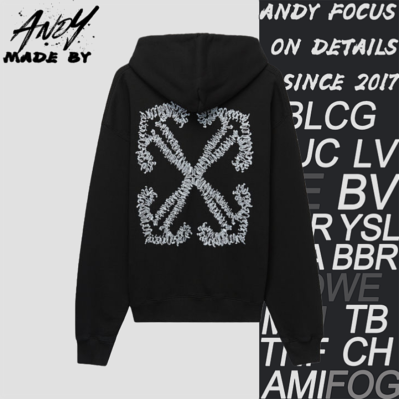 OW Wavy Anchor Arrow Embroidered Hoodie