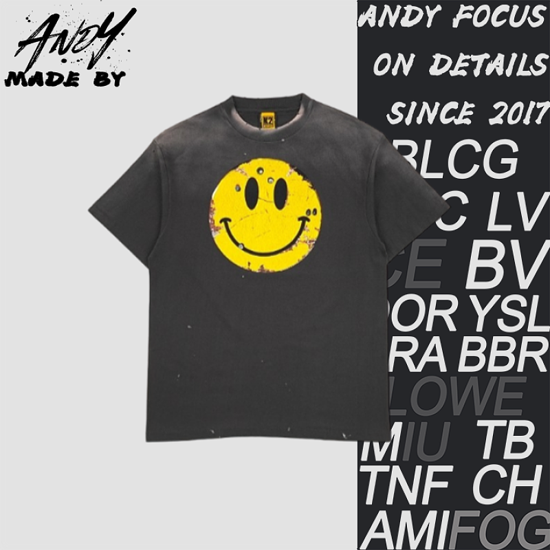 Rusty Smiley Face Print Short-Sleeve