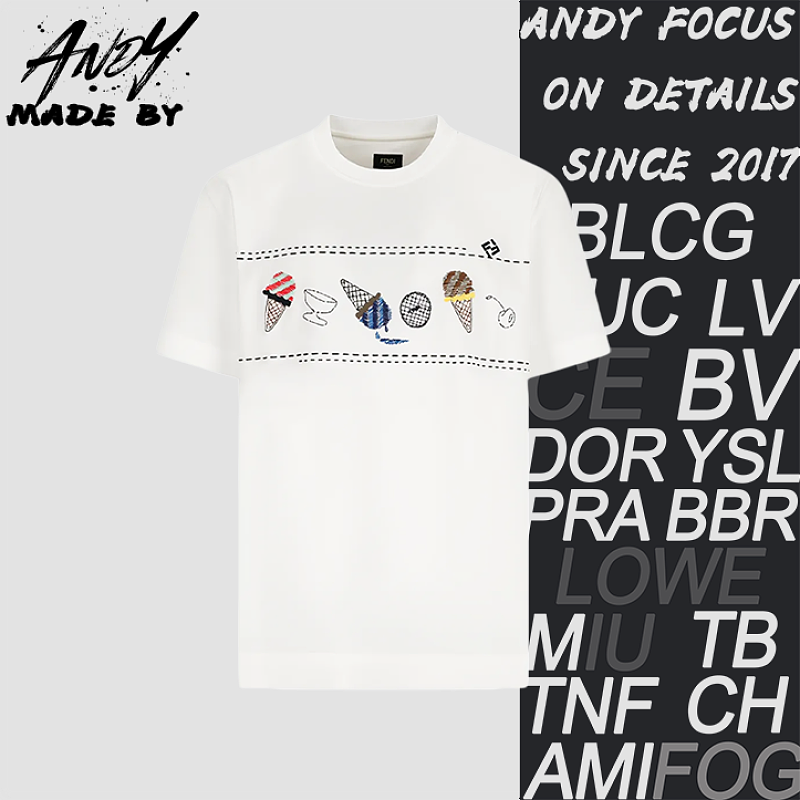 Line Ice Cream Embroidered Short Sleeve