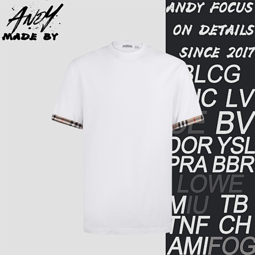 Burberry Plaid Color-blocked Crew Neck Short-sleeved T-shirt