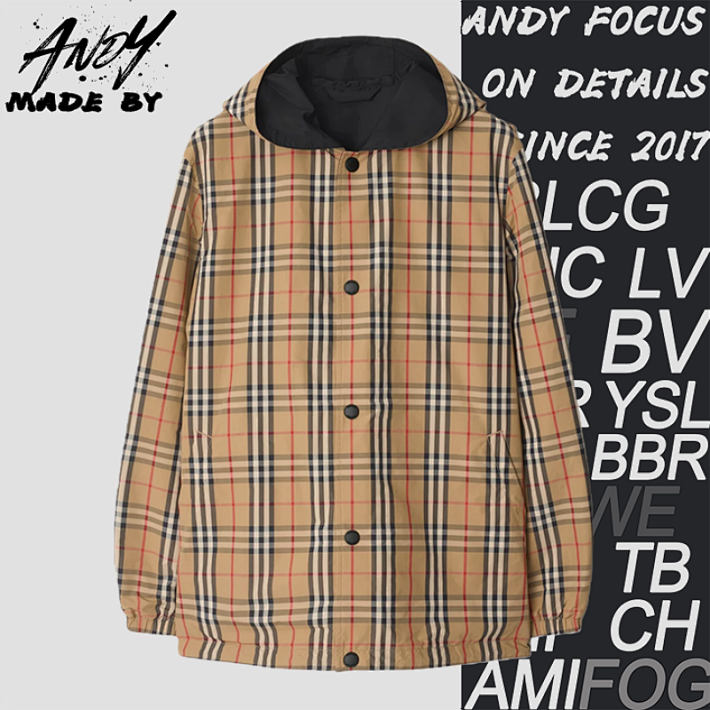 Plaid Reversible Hooded Jacket - Buttons