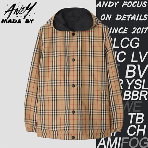 Plaid Reversible Hooded Jacket - Buttons