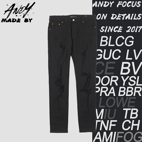 Slim-fit Long Pants With Worn-out Pockets