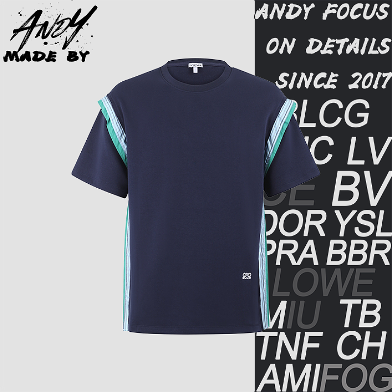 Embroidered Logo Cotton-blend Striped Decorative T-shirt