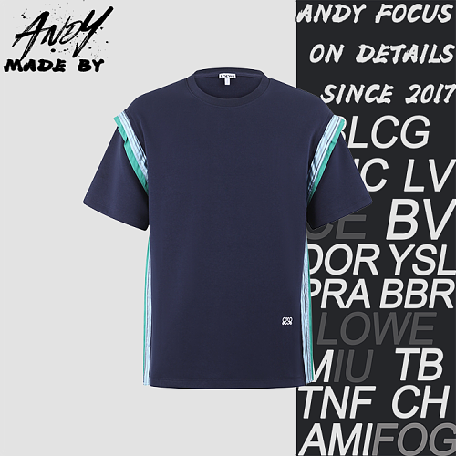 Embroidered Logo Cotton-blend Striped Decorative T-shirt