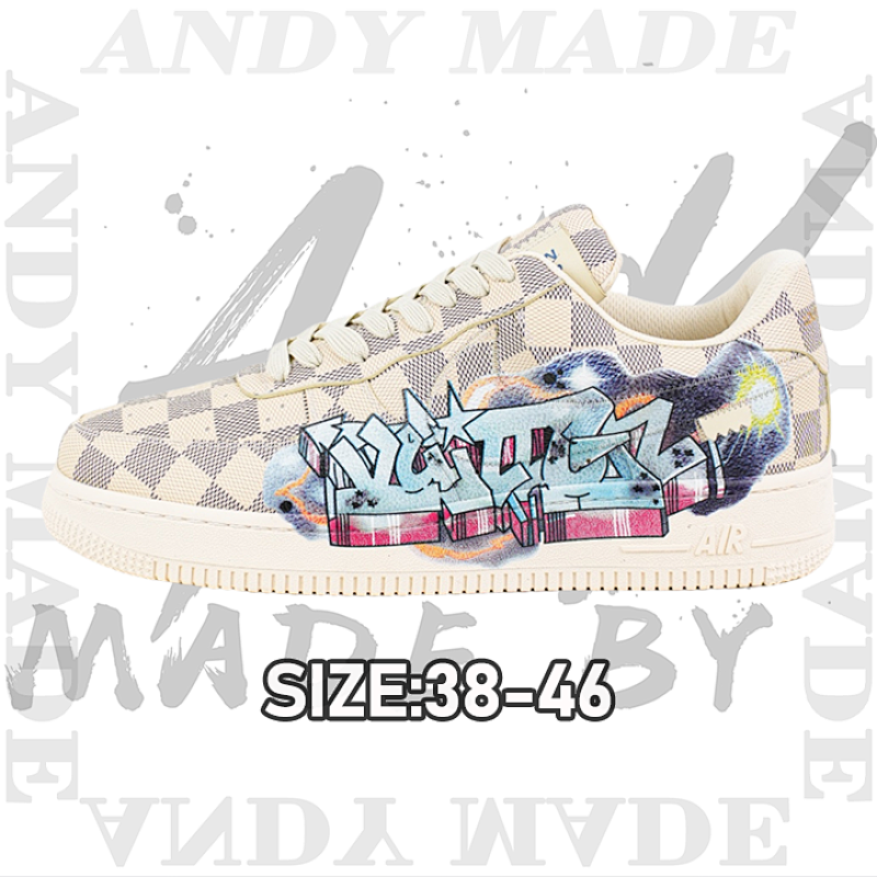 L V X Nike Air Force1Low Air Force Heavy Joint Brand Printing
