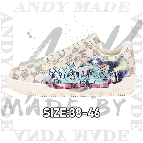 L V X Nike Air Force1Low Air Force Heavy Joint Brand Printing