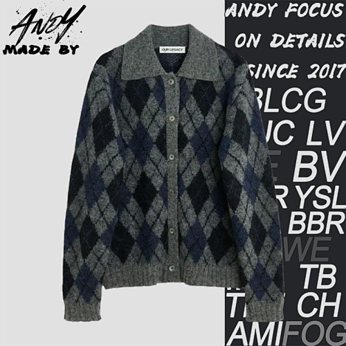 Diamond-patterned Mohair Polo Cardigan