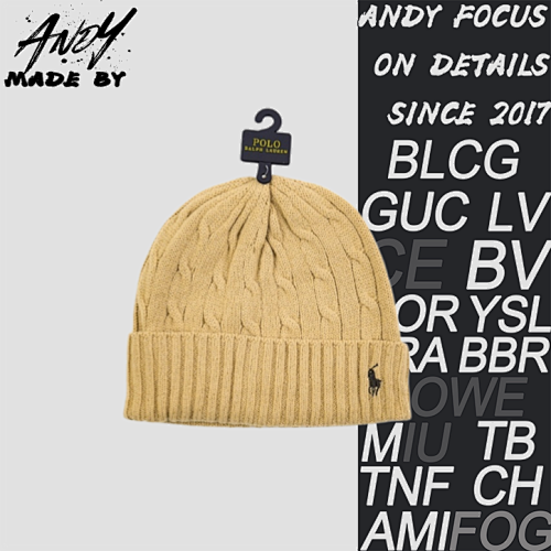 Ralph Lauren Woolen Hat With Rolled Brim Camel Color