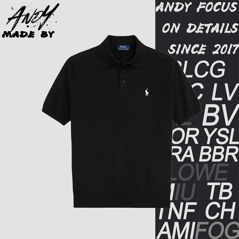 N1 Pony Plain Weave Jacquard Polo Short Sleeve - Black
