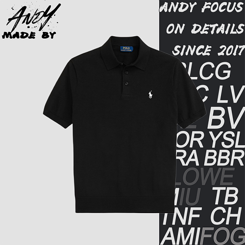 N1 Pony Plain Weave Jacquard Polo Short Sleeve - Black