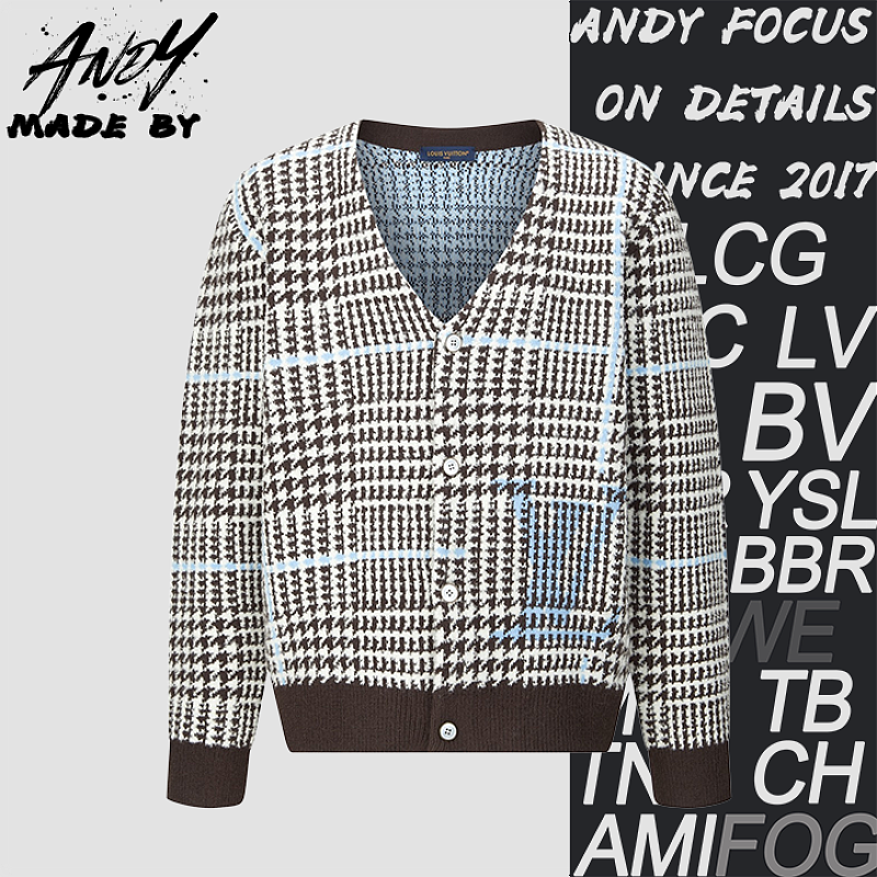 Louis Vuitton Houndstooth Jacquard Logo Cardigan