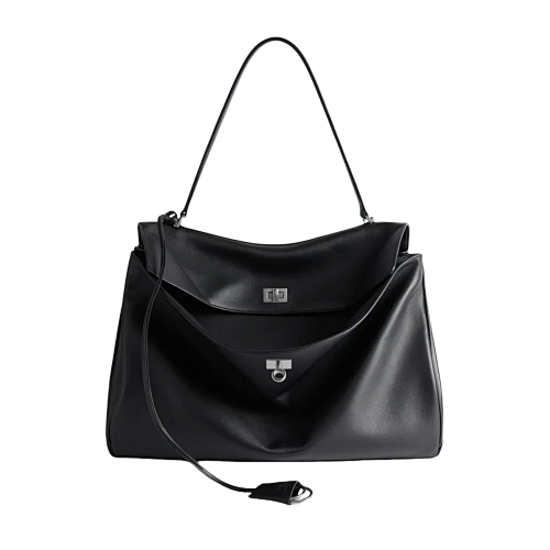 Balenciaga B Alenciaga The Hottest Black And Silver Medium Size At Paris Rodeo