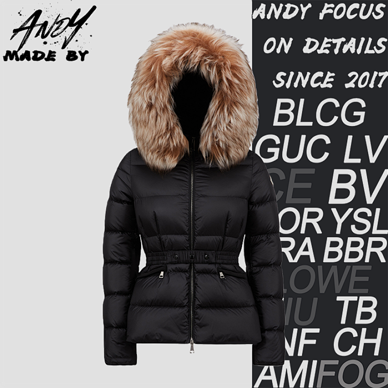 Removable Fox Fur Collar Waist-cinching Down Jacket