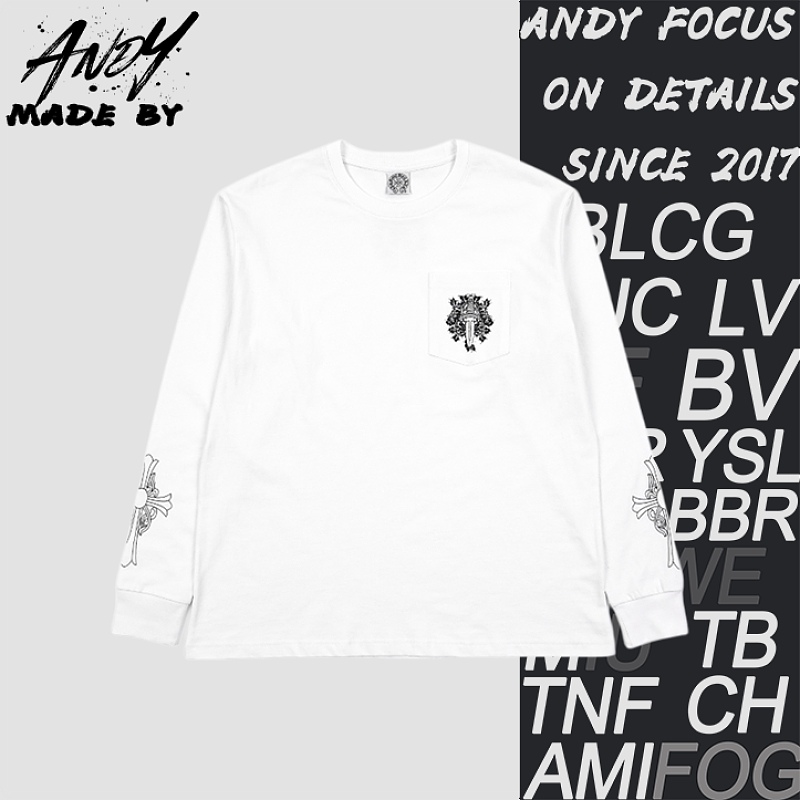 Long-sleeve Pocket Vine Sword Printed Top