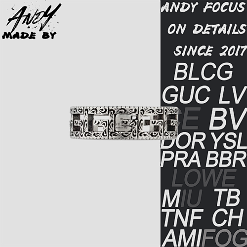 Gucci G Ucci Square G-Pattern Silver Ring