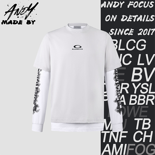 Fake Two-piece Printed Embroidered Logo T-shirt