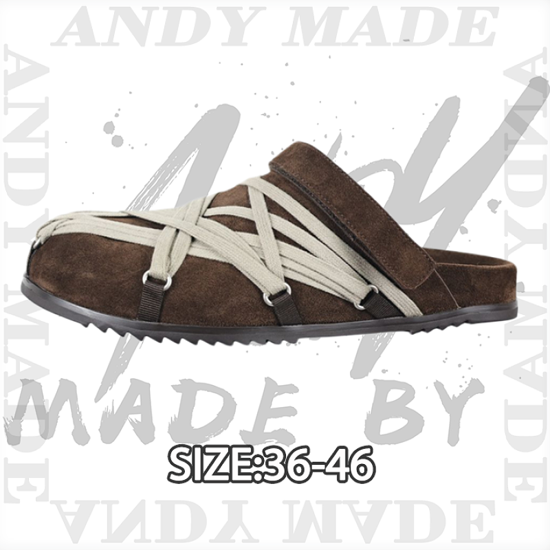 Calf Leather Crazy Strappy Toe Slippers