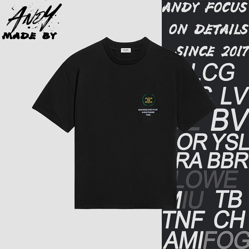 100 Cotton T-shirt With CE Embroidery Short Sleeves