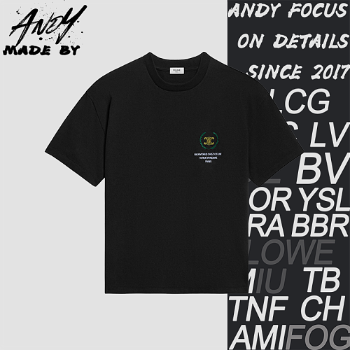 100 Cotton T-shirt With CE Embroidery Short Sleeves