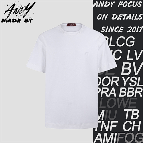 Gucci Crew Neck Double G Interlocking Embroidered Knit Cotton T-shirt