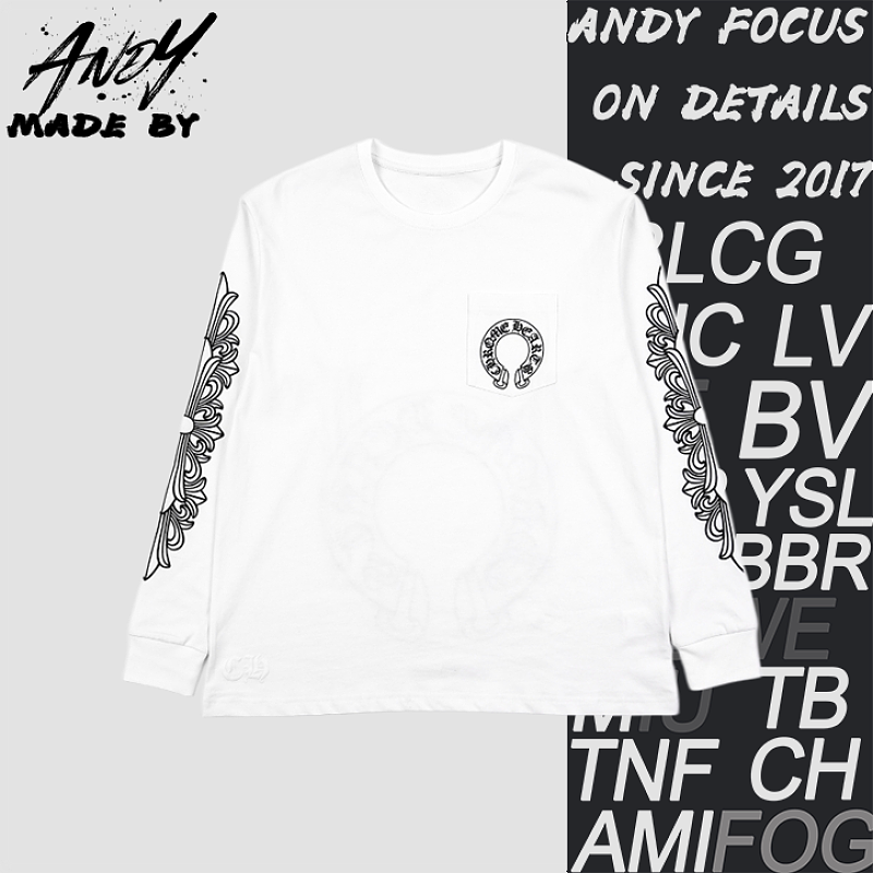 Crucifix Sleeve Sanskrit Scroll Print Long Sleeve - White Black