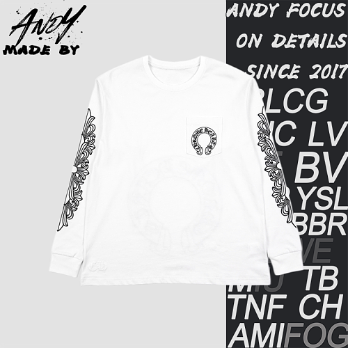 Crucifix Sleeve Sanskrit Scroll Print Long Sleeve - White Black