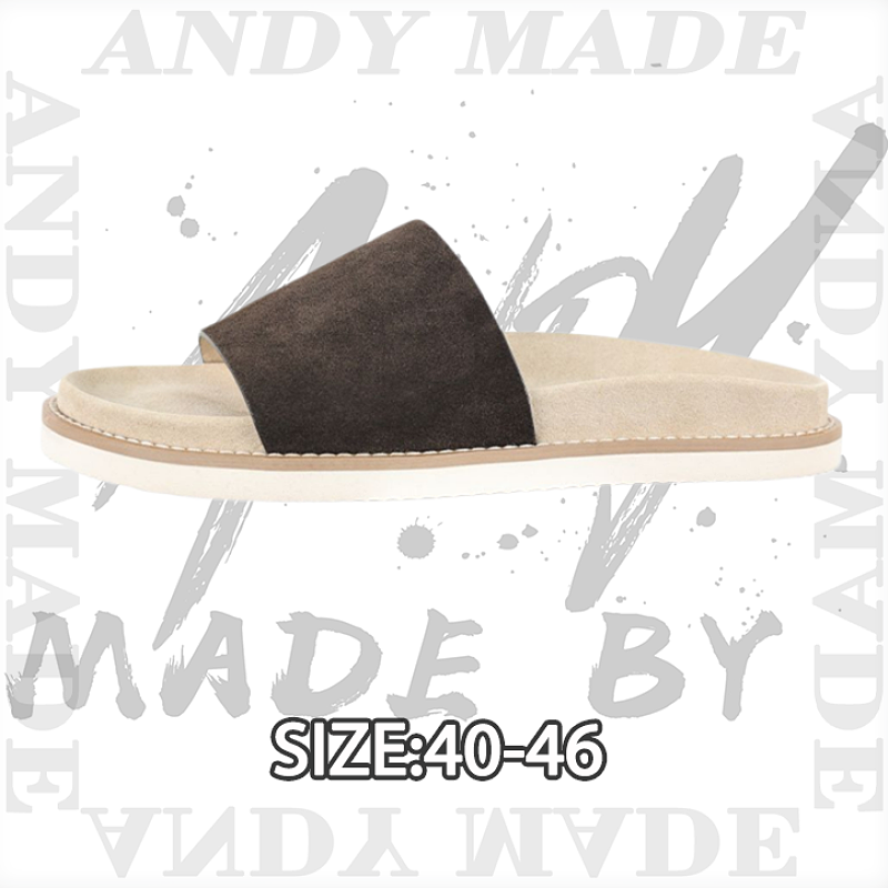 Off-White Suede Flip Flops Dark Brown