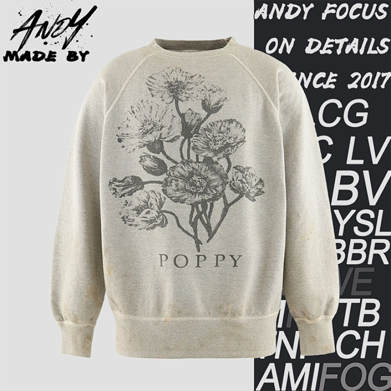 S M Distressed Print Crew Neck Sweatshirt