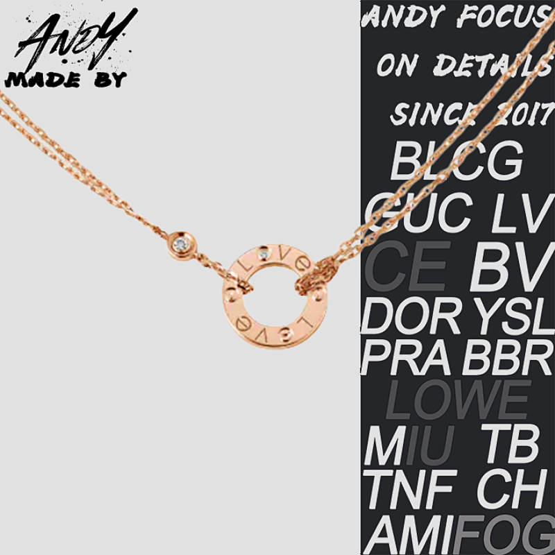 C Love Series Pancake Necklace In Rose Gold Color