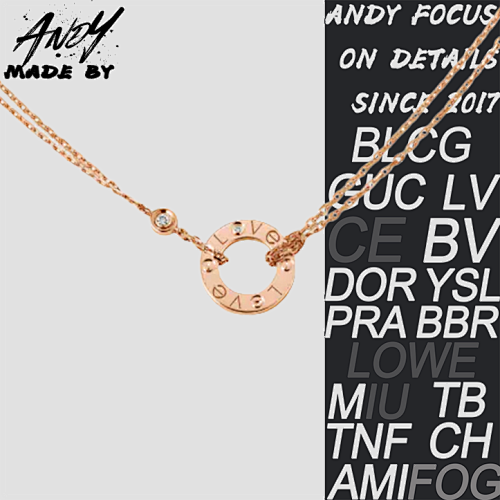 C Love Series Pancake Necklace In Rose Gold Color
